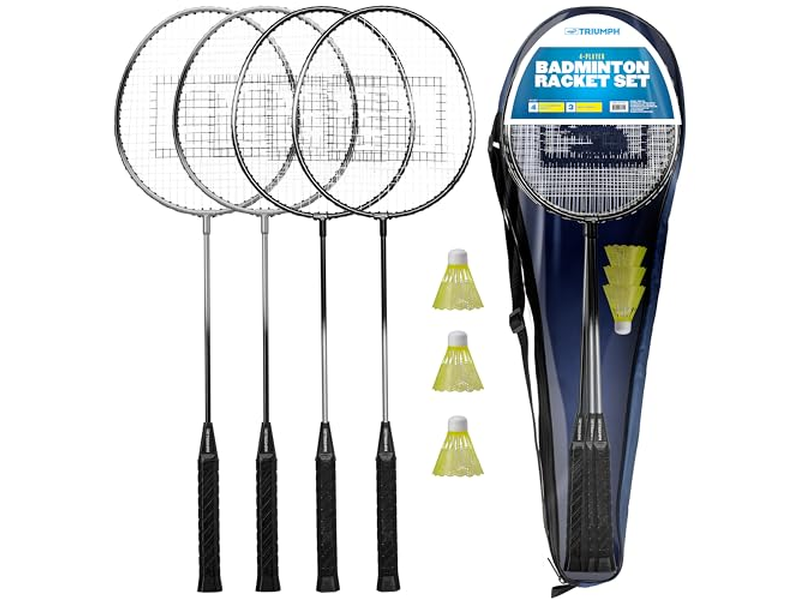  Sports 4-Player Badminton Set with 4 Rackets,