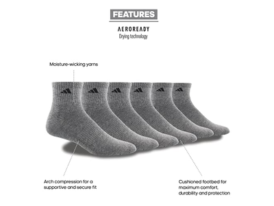 Men's Athletic Cushioned Quarter Socks
