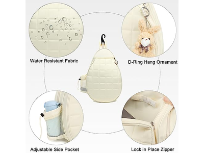 Rejolly Tennis Racket Sling Bag for Women Men Quilted Water