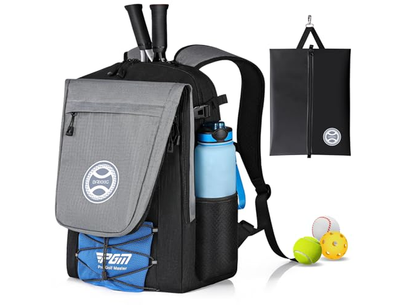 Tennis Backpack with Waterproof Shoe Bag