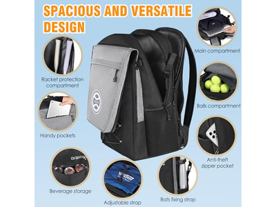 Tennis Backpack with Waterproof Shoe Bag