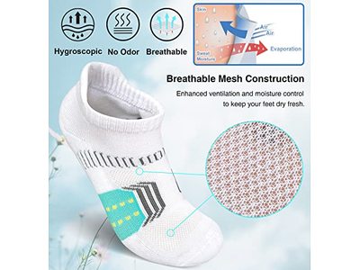 Womens Athletic Cushioned Anti-Blister Ankle Socks 5 Pairs